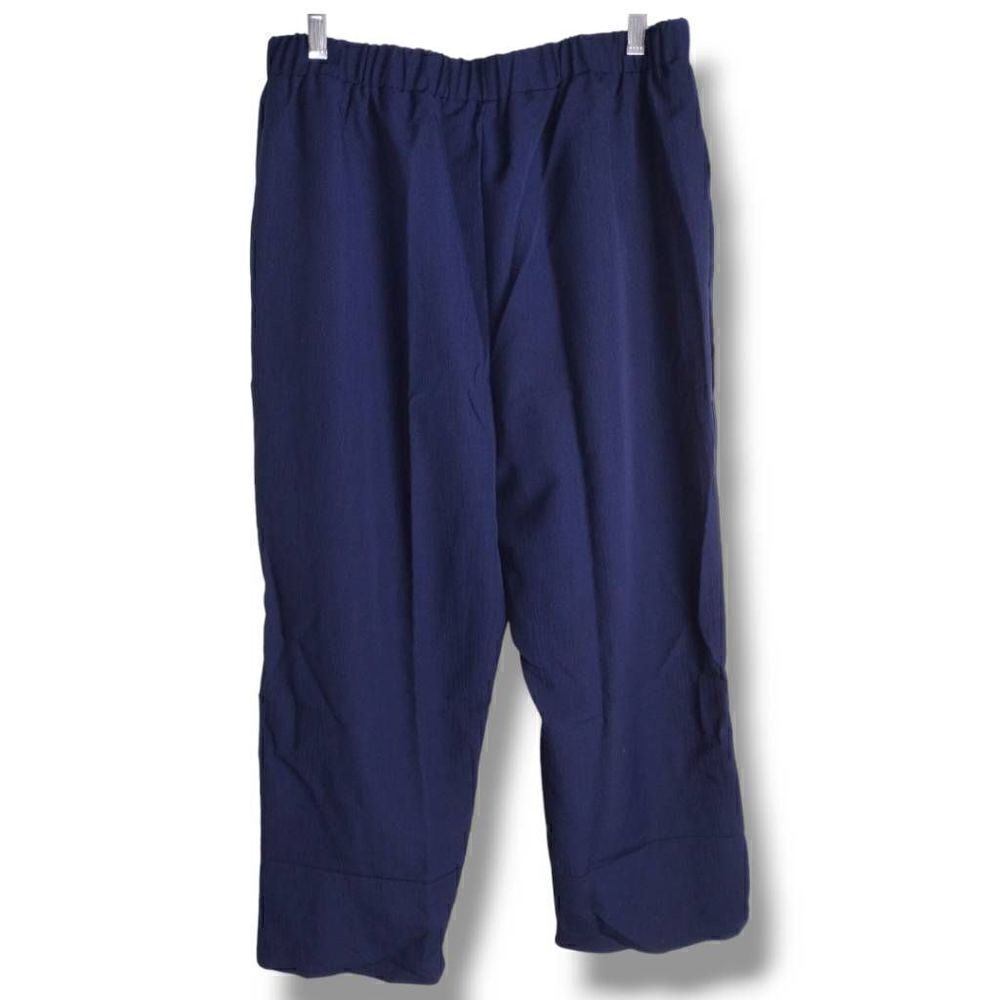 Womens Navy Pants Sz 2X Ankle Cropped Elastic‎ Crepe Casual Elastic